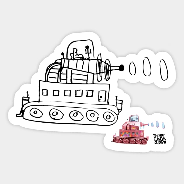 Bubble Machine Tank / Black Outline Sticker by Things I Have Drawn